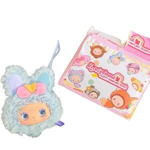 Lovely Emma Dumpling Mini Kawaii Blue Bunny Coin Bag Plush Keychain Like New